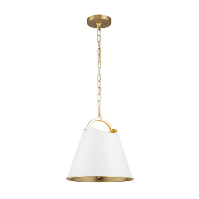 Modern Elegant 1-Light Gold Leaf Hanging Metal Barrel Pendant Fixture