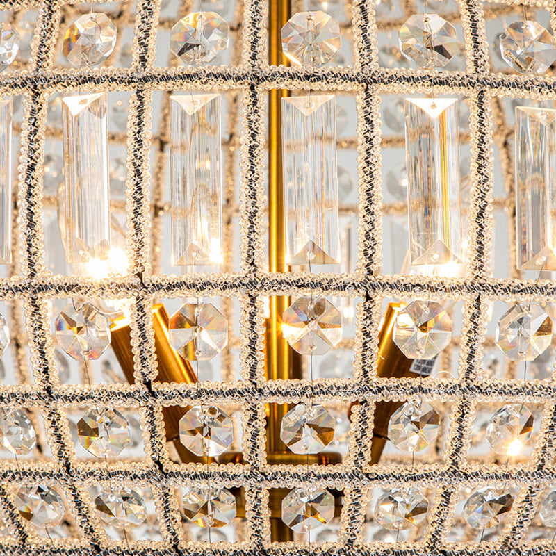 Luxury 3-Light Crystal Globe Pendant Chandelier, Antique Brass Dimmable Fixture