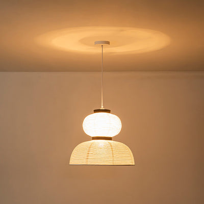 White Cotton Paper Lantern Pendant Light Shade Modern Minimalist Ethereal Design