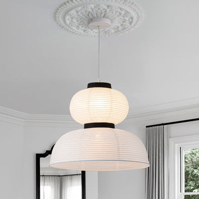 White Cotton Paper Lantern Pendant Light Shade Modern Minimalist Ethereal Design