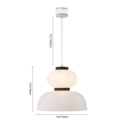 White Cotton Paper Lantern Pendant Light Shade Modern Minimalist Ethereal Design