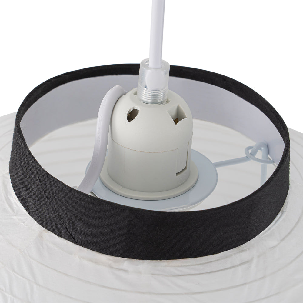White Cotton Paper Lantern Pendant Light Shade Modern Minimalist Ethereal Design