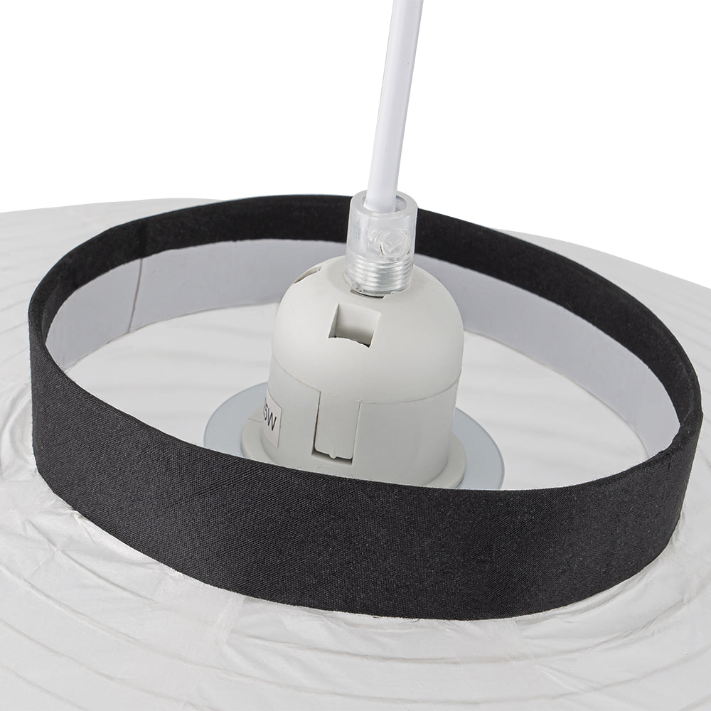 White Cotton Paper Lantern Pendant Light Shade Modern Minimalist Ethereal Design