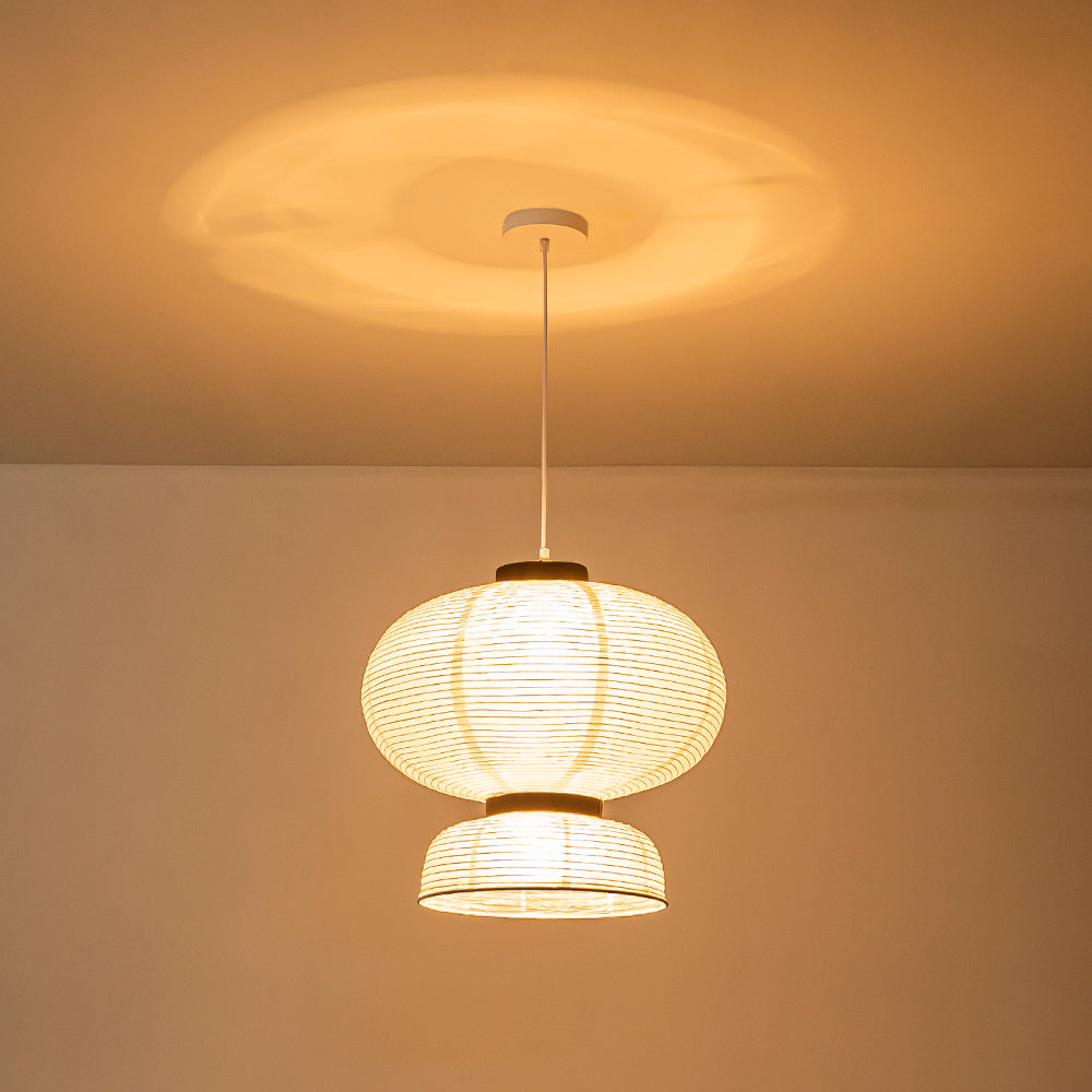 White Cotton Paper Lantern Pendant Light Shade Modern Minimalist Ethereal Design