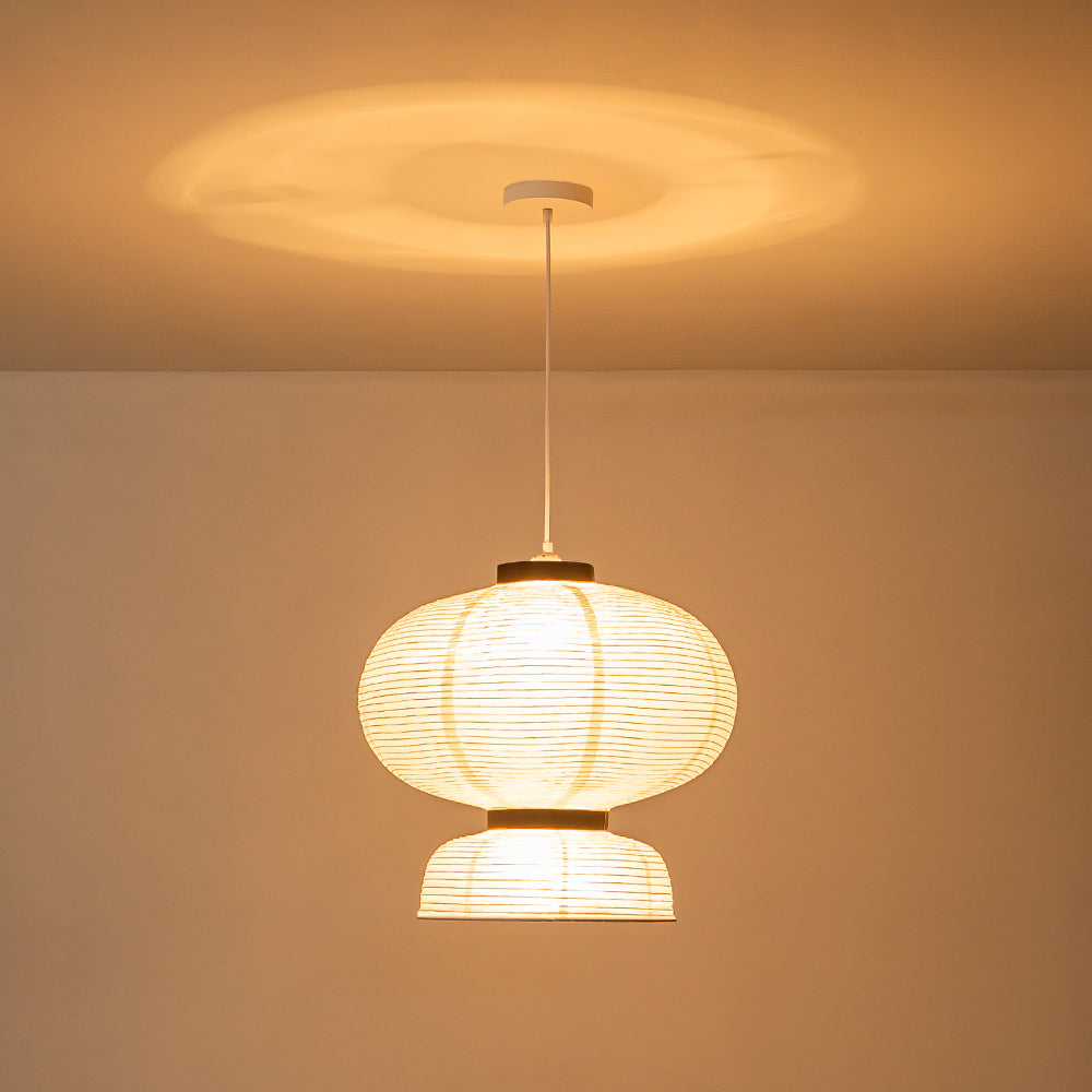 White Cotton Paper Lantern Pendant Light Shade Modern Minimalist Ethereal Design