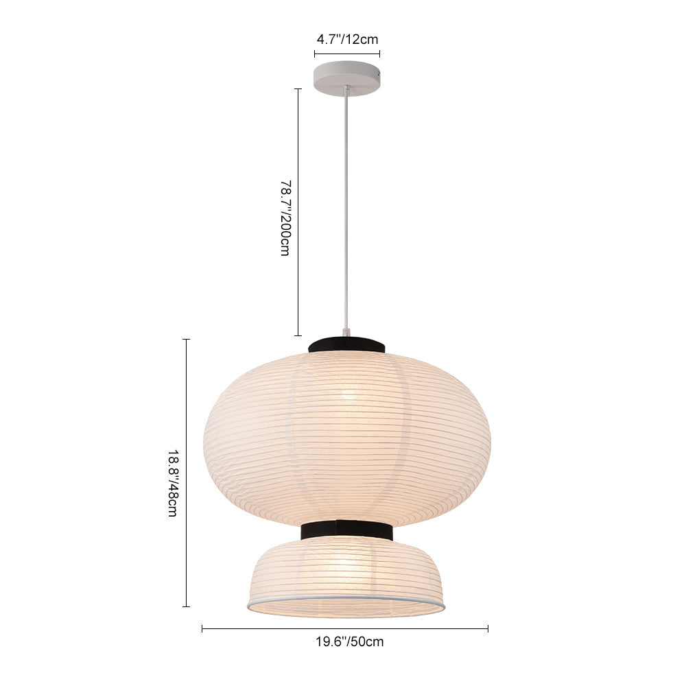 White Cotton Paper Lantern Pendant Light Shade Modern Minimalist Ethereal Design