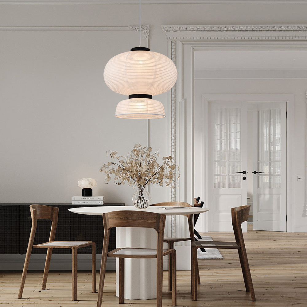 White Cotton Paper Lantern Pendant Light Shade Modern Minimalist Ethereal Design