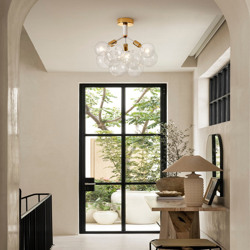 Modern Cluster Glass Bubble Chandelier / Semi Flush