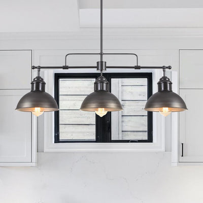 Modern Linear 3-Light Pendant Kitchen Island Lighting Fixture Black Metal Frame