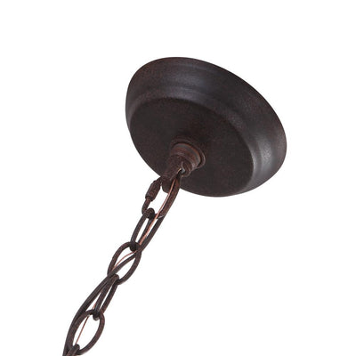 Rustic Wood Drum Pendant Chandelier, 3-Light, Aged Iron Finish, Adjustable Chain
