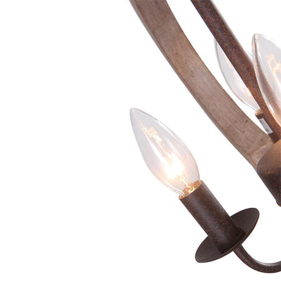 Rustic Farmhouse Wood Lantern Chandelier, Adjustable Height, 3/4-Light Pendant Fixture