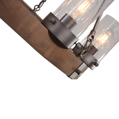 6-Light Rustic Farmhouse Wagon Wheel Chandelier with Wood and Glass