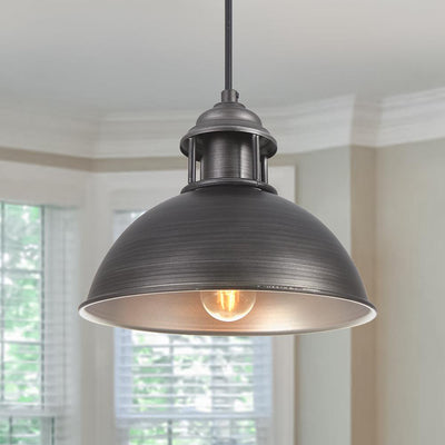 Industrial Black Bell Shade Single Pendant Light for Kitchen Island Dining Room