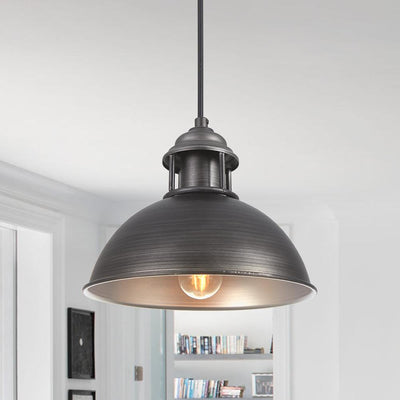 Industrial Black Bell Shade Single Pendant Light for Kitchen Island Dining Room