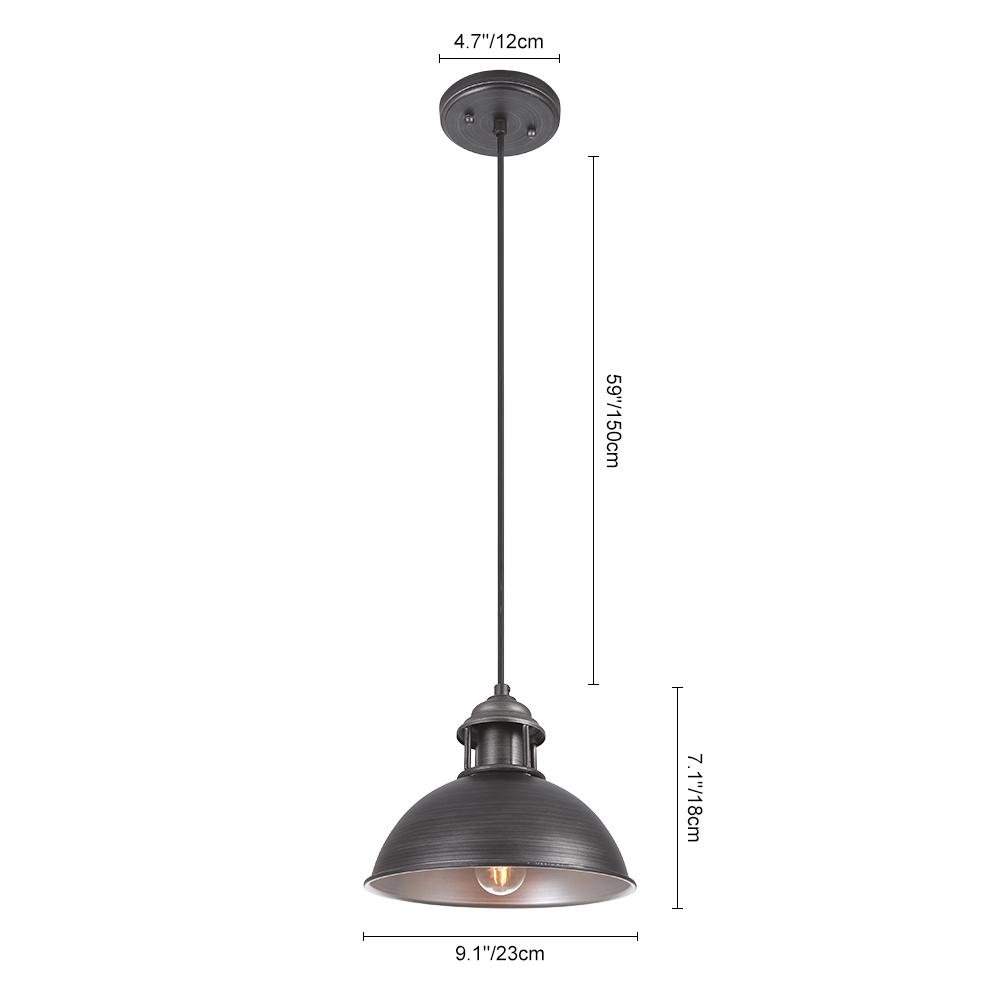 Industrial Black Bell Shade Single Pendant Light for Kitchen Island Dining Room