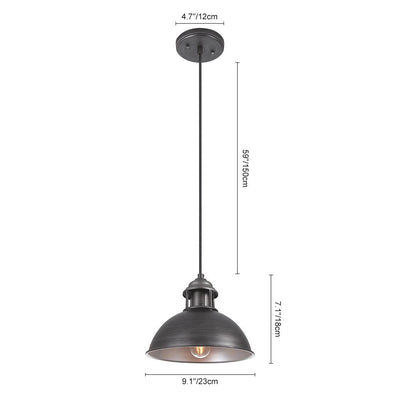 Industrial Black Bell Shade Single Pendant Light for Kitchen Island Dining Room