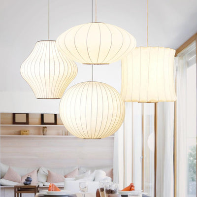 Elegant Modern White Silk Pendant Light Fixture for Contemporary Homes