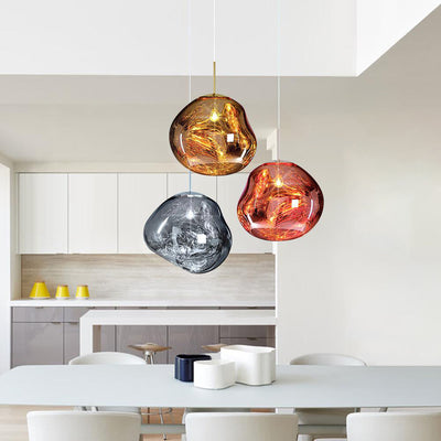 Modern Melt Polycarbonate Single Pendant Light, Adjustable Cable, Unique Globe Design