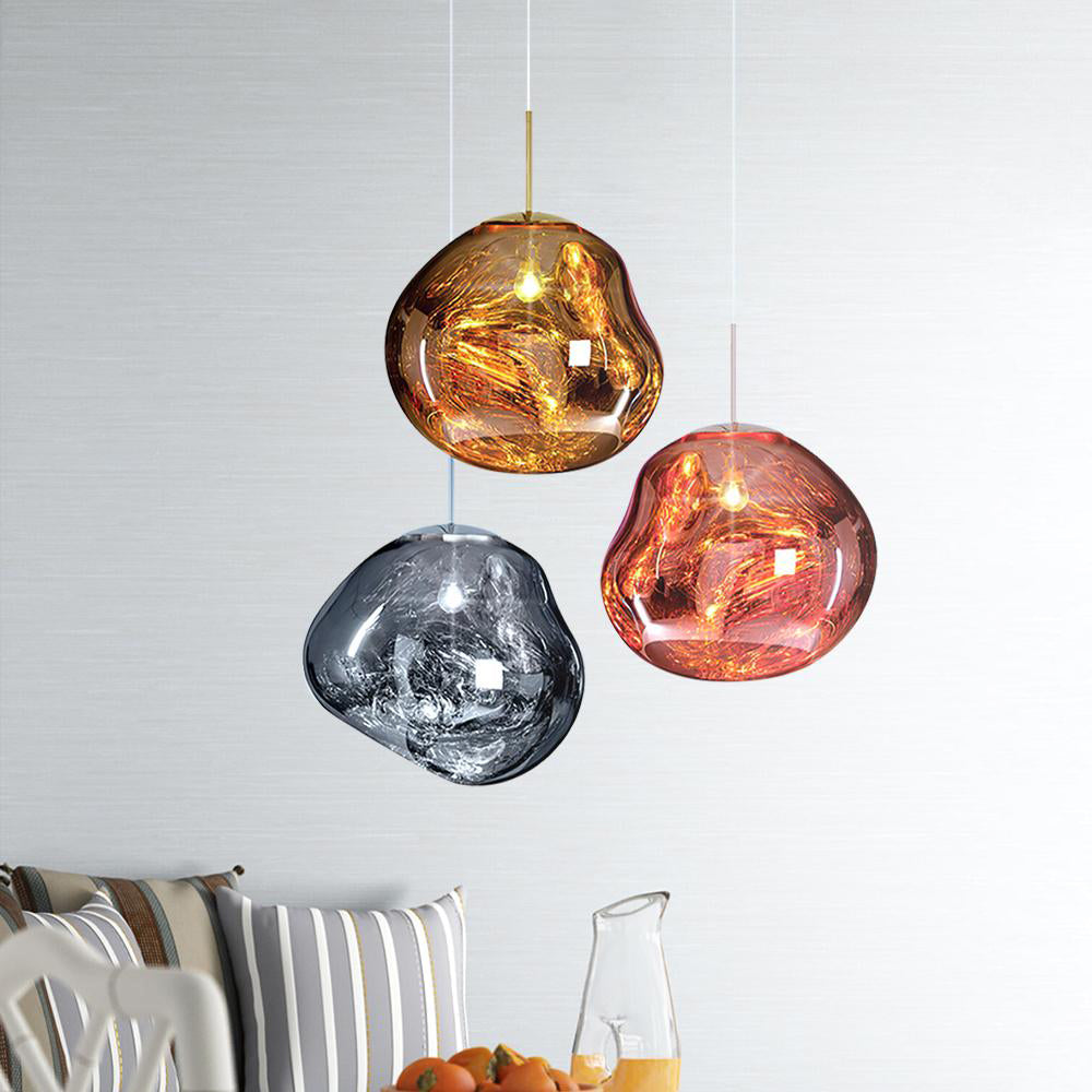 Modern Melt Polycarbonate Single Pendant Light, Adjustable Cable, Unique Globe Design