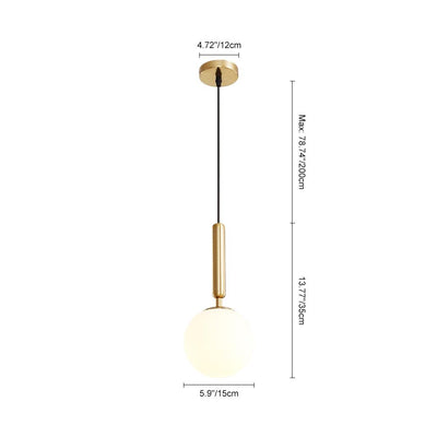 Sleek Contemporary Small Globe Pendant Light, Adjustable Cable, Metal Base, Dimmable G9