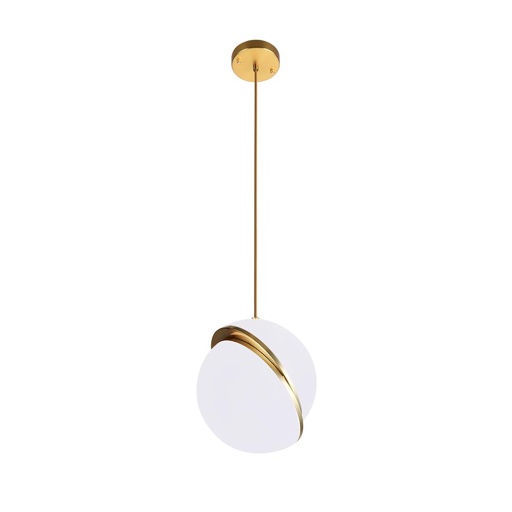 Modern Spliced Glass Sphere Pendant Light, Gold Finish, E26 Base
