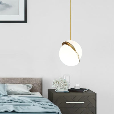 Modern Spliced Glass Sphere Pendant Light, Gold Finish, E26 Base