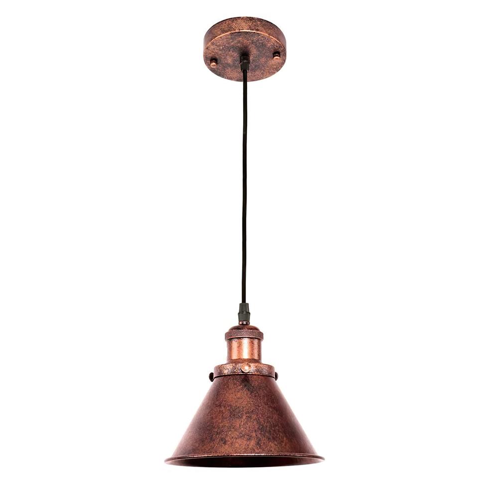 Farmhouse Retro Cone Pendant Light, Antique Copper Finish, Adjustable Metal Fixture