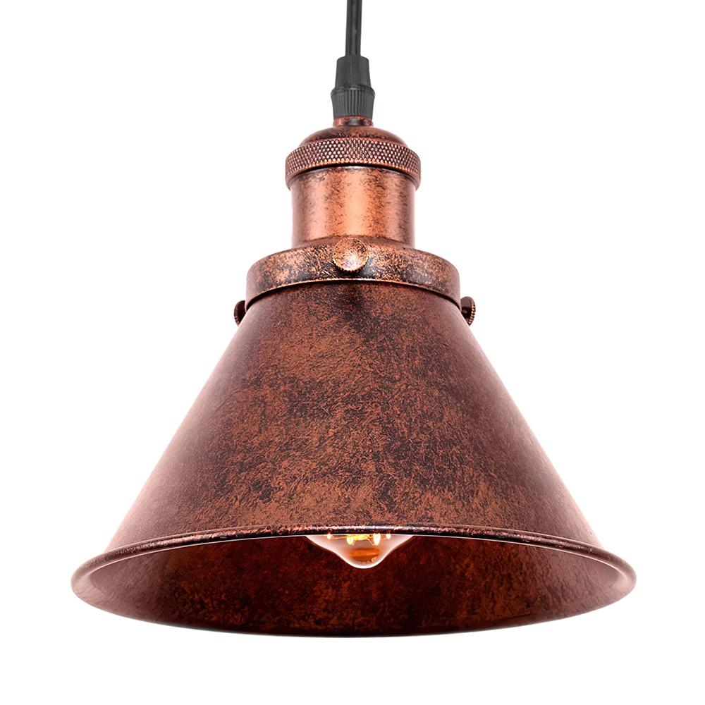 Farmhouse Retro Cone Pendant Light, Antique Copper Finish, Adjustable Metal Fixture