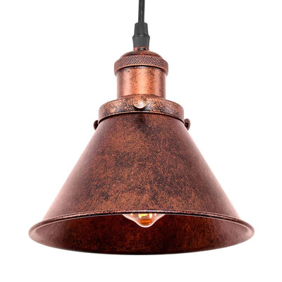 Farmhouse Retro Cone Pendant Light, Antique Copper Finish, Adjustable Metal Fixture
