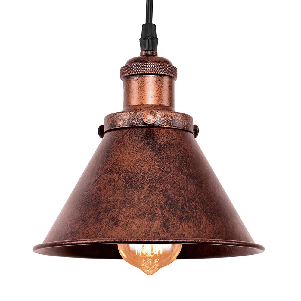 Farmhouse Retro Cone Pendant Light, Antique Copper Finish, Adjustable Metal Fixture