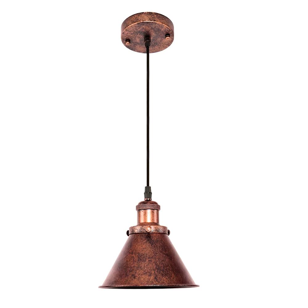 Farmhouse Retro Cone Pendant Light, Antique Copper Finish, Adjustable Metal Fixture