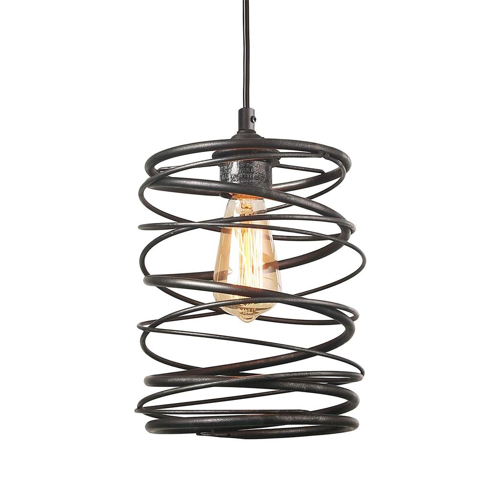 Rustic Farmhouse Metal Cage Pendant Light - Adjustable Single Hanging Fixture
