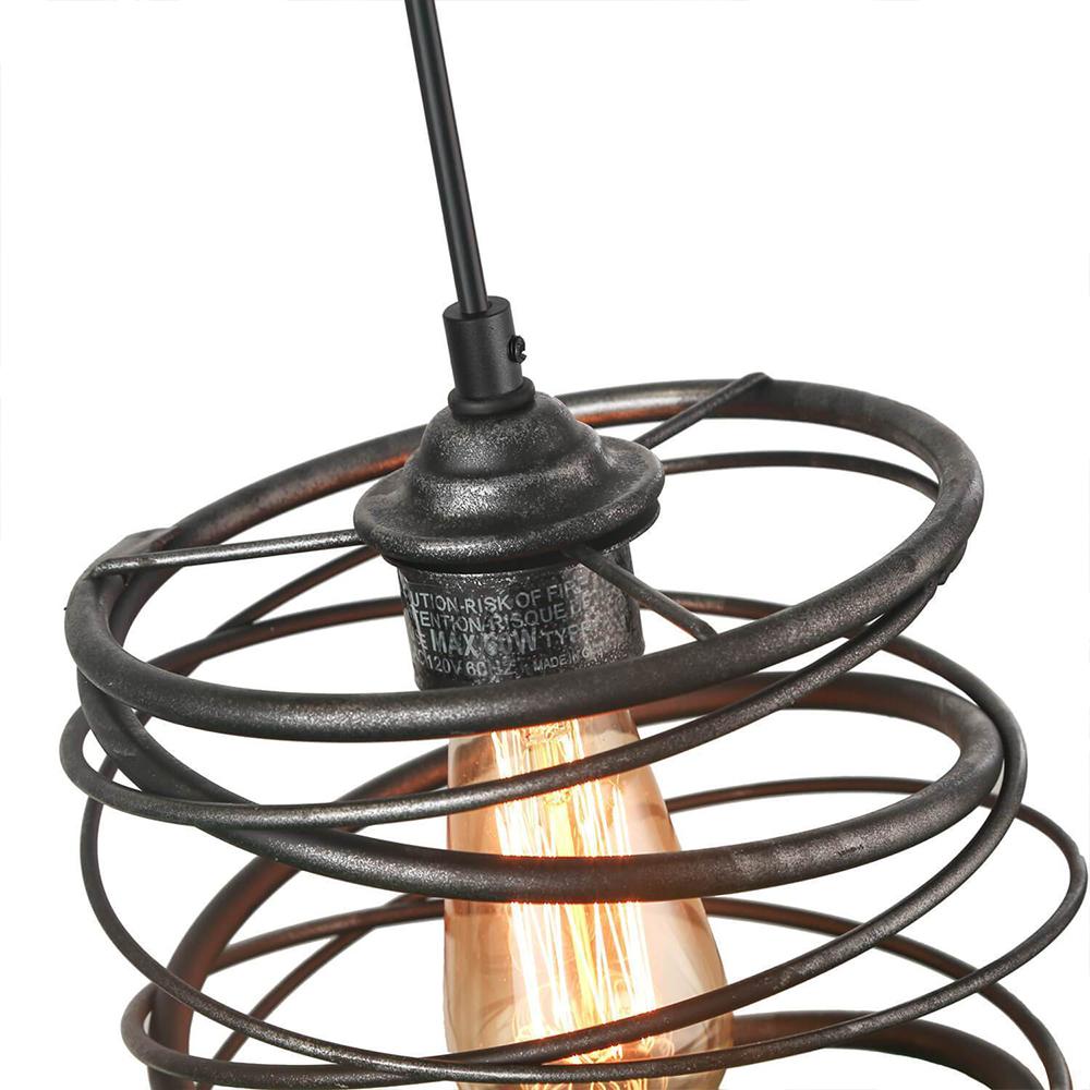 Rustic Farmhouse Metal Cage Pendant Light - Adjustable Single Hanging Fixture