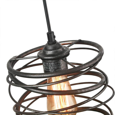 Rustic Farmhouse Metal Cage Pendant Light - Adjustable Single Hanging Fixture