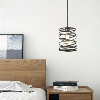 Rustic Farmhouse Metal Cage Pendant Light - Adjustable Single Hanging Fixture