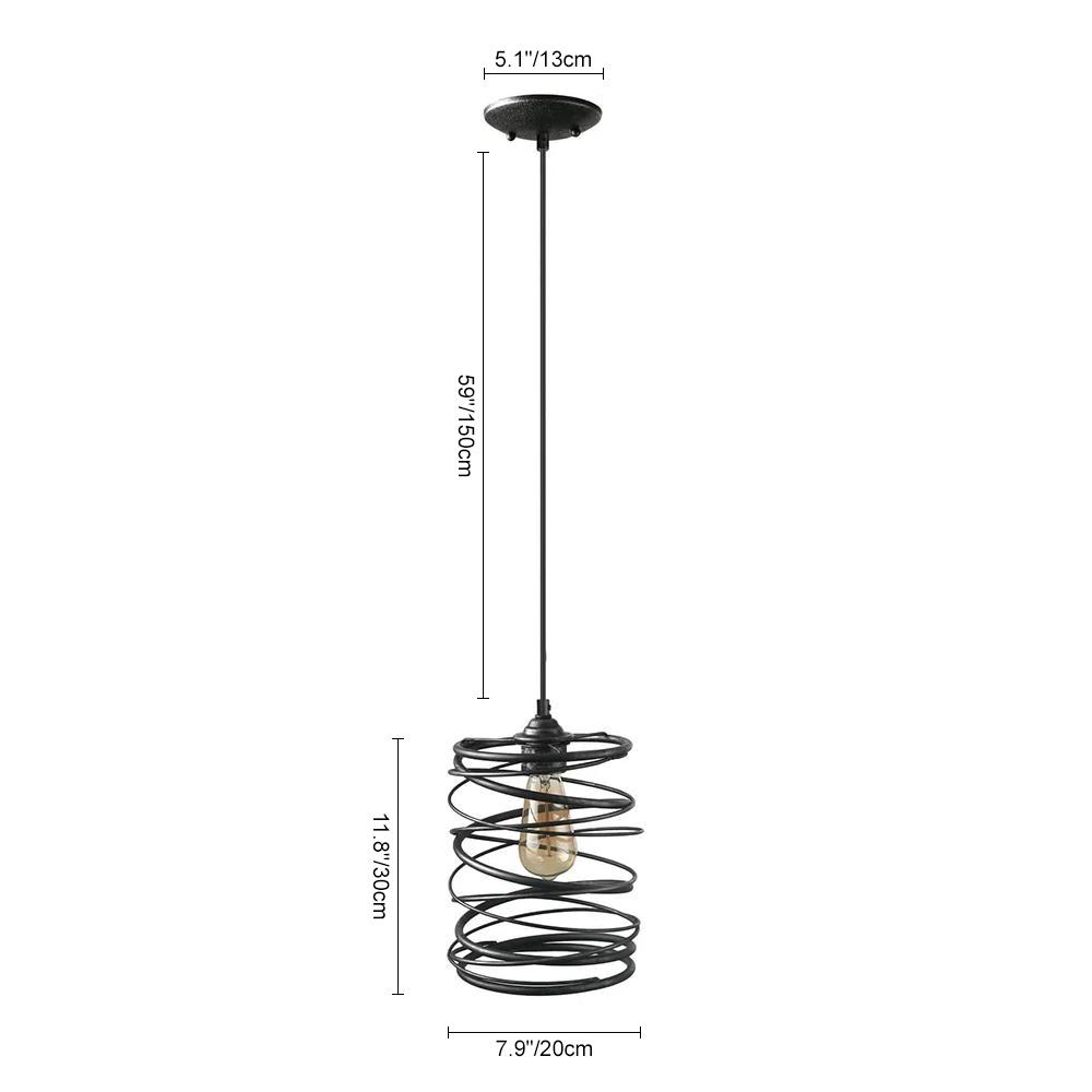 Rustic Farmhouse Metal Cage Pendant Light - Adjustable Single Hanging Fixture