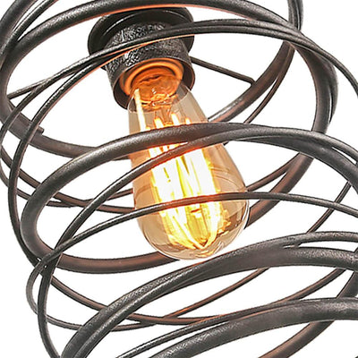 Rustic Farmhouse Metal Cage Pendant Light - Adjustable Single Hanging Fixture