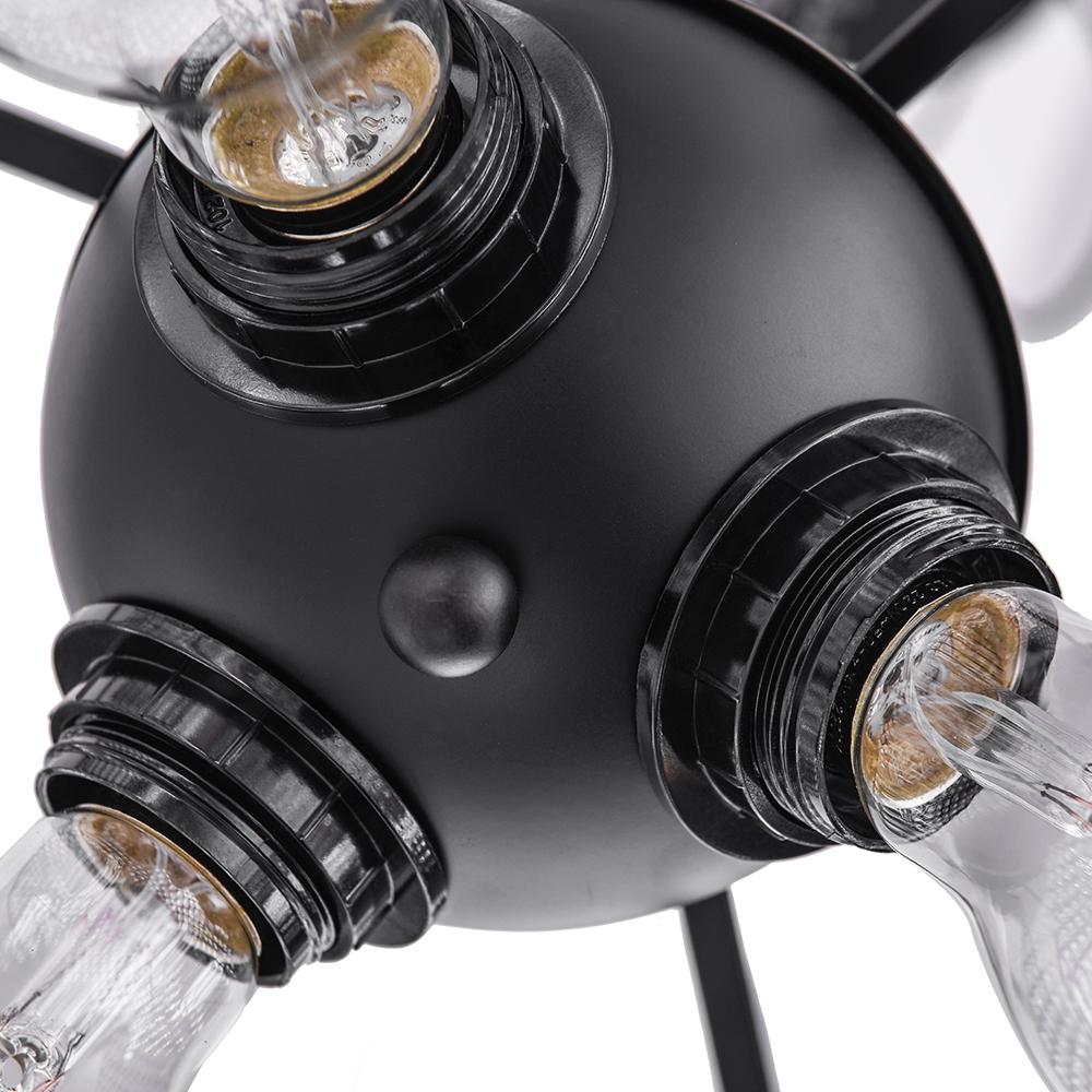 Mid Century 3-Light Drum Pendant Lighting with Crystal Accents, Adjustable Black Finish