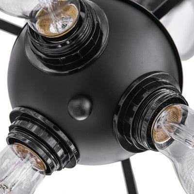 Mid Century 3-Light Drum Pendant Lighting with Crystal Accents, Adjustable Black Finish