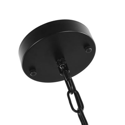 Mid Century 3-Light Drum Pendant Lighting with Crystal Accents, Adjustable Black Finish