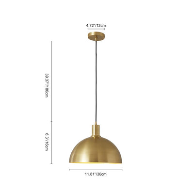 Mid-Century Modern Dome Brass Pendant Light for Kitchen Island Dining Area