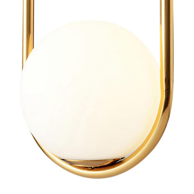 Modern Brass Hanging Globe Pendant Light Fixture, Adjustable Height, Glass Orb Shade