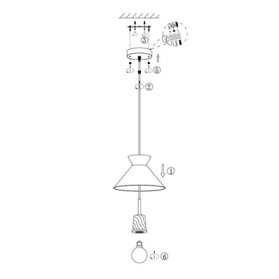 Modern Dome Metal Hanging Pendant Light with Adjustable Cord for Kitchen Dining