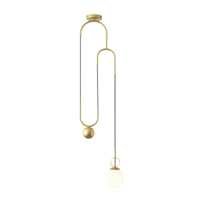 Modern Glass Globe Lifting Pendant Light Brass Finish Dimmable Adjustable Fixture