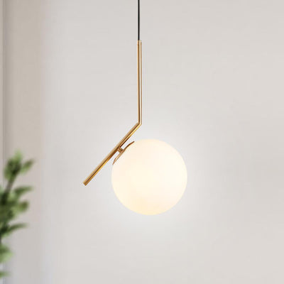 Modern Glass Globe Pendant Light: Adjustable, Dimmable, Gold & Nickel Finishes