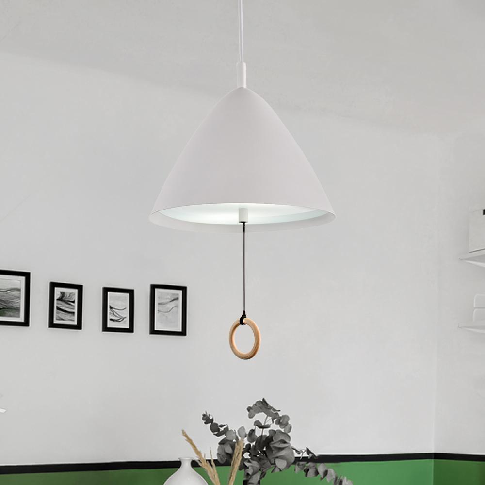 Modern Cone Shade Metal Hanging Pendant Light with Adjustable Pull String Switch