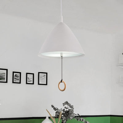 Modern Cone Shade Metal Hanging Pendant Light with Adjustable Pull String Switch