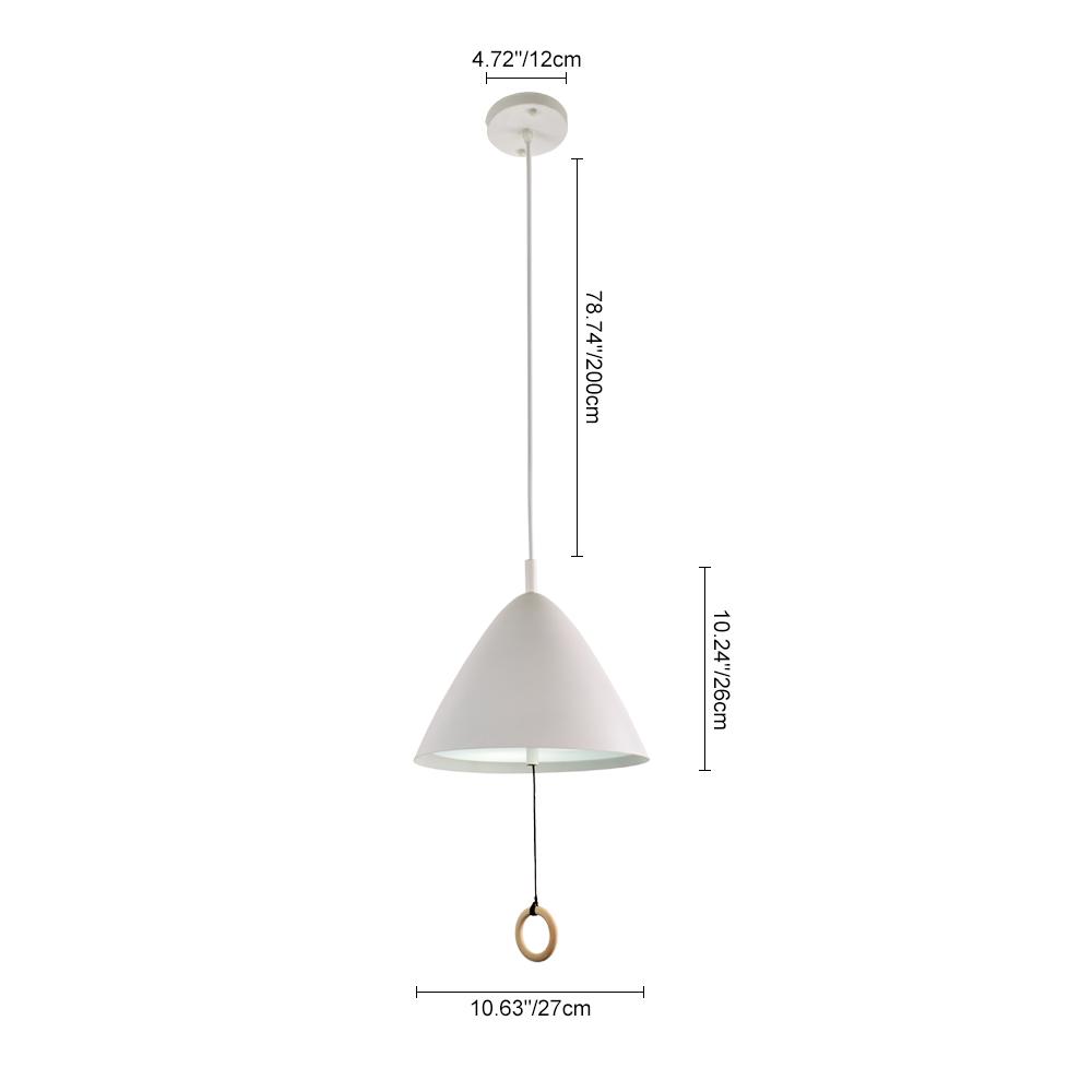 Modern Cone Shade Metal Hanging Pendant Light with Adjustable Pull String Switch