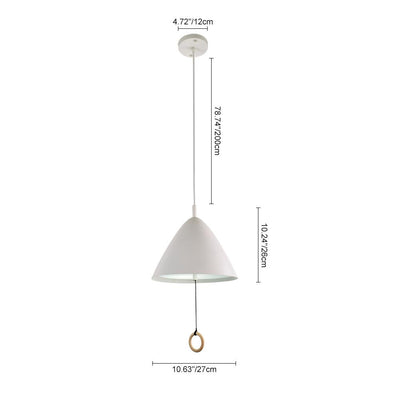 Modern Cone Shade Metal Hanging Pendant Light with Adjustable Pull String Switch