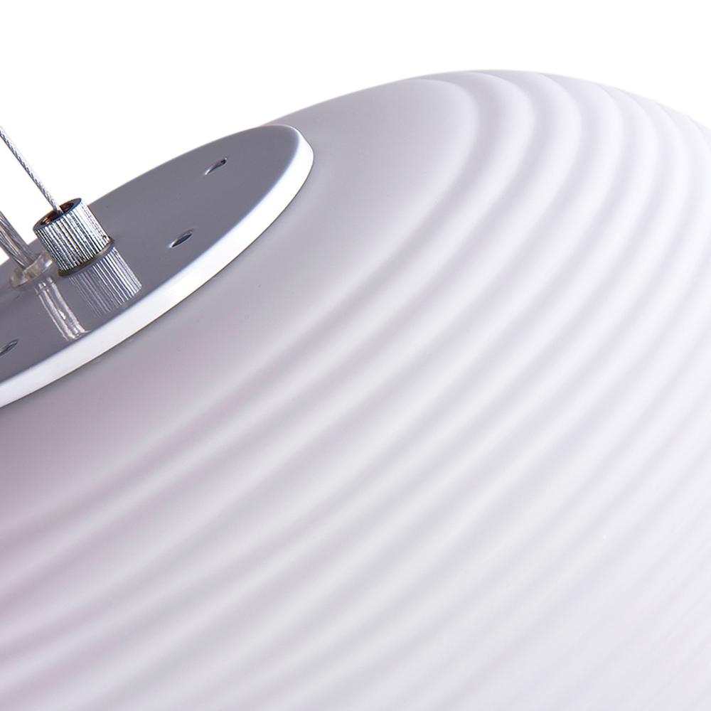 Sleek White Ribbed Glass Lantern Pendant Light, Adjustable Height, UL Listed